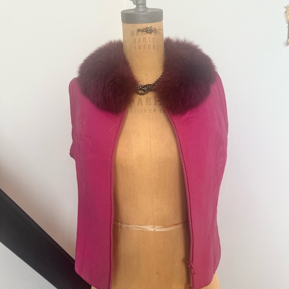Leather vest, with fur collar - Picture 2 of 3